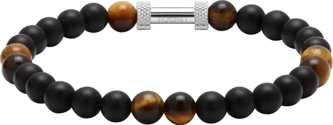 RB Zen bracelet 6mm beads in black agate tiger's eyes quar