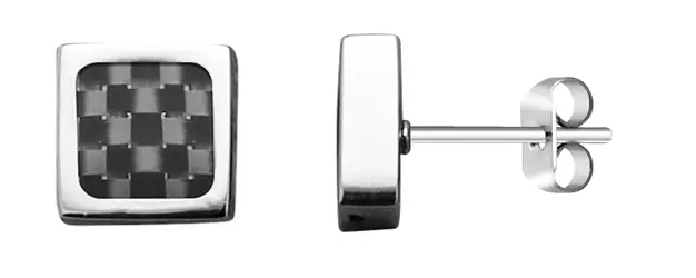 RB Earrings MERCURY 7mm Polished steel and carbon