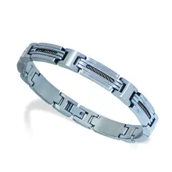 RB Bracelet Steel/Cable MARINA 8mm Bicolor IP Ice blue 21cm