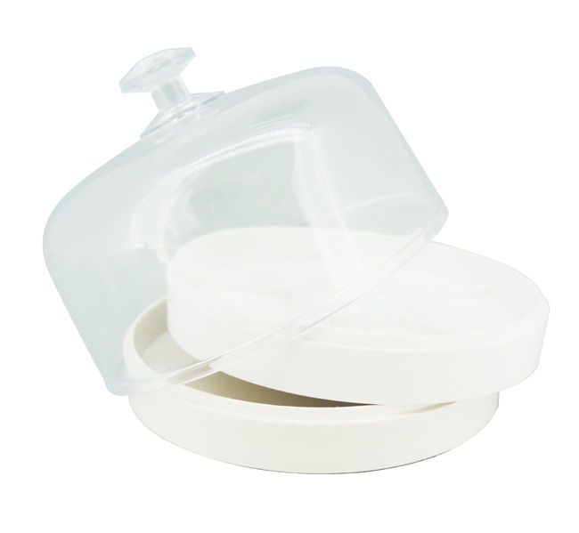 Double work trays with dust dome