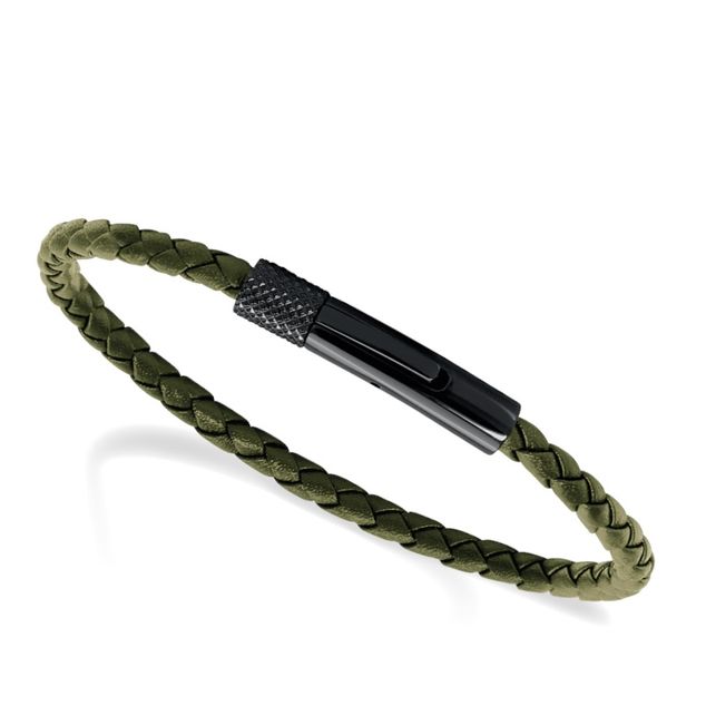 RB Bracelet DRIVER 28mm IP Black with braided link 3,5mm