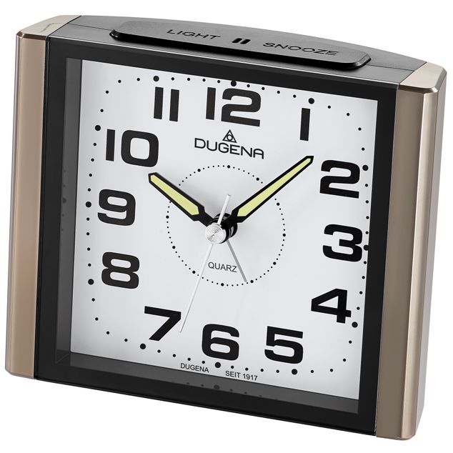 DUGENA Vekkerur /12x10/Sweep/Beep alarm/Snooze/Lys/Gull-sort