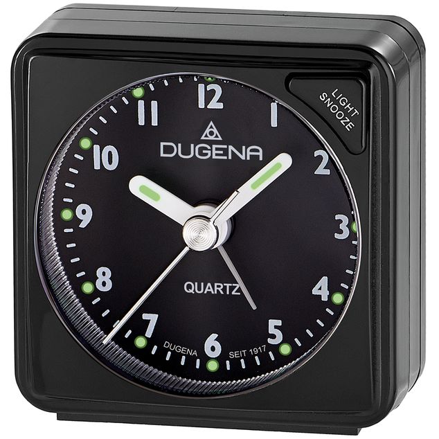 * DUGENA Vekkerur /6x6/Snooze/Beep alarmLys/Sort