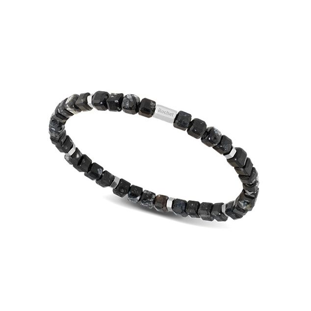 RB Boreal bracelet with snow obsidian beads
