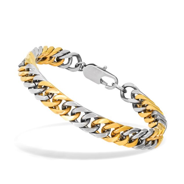 * RB Bracelet Satined steel CROONER 8mm Bicolor IP Gold 21cm