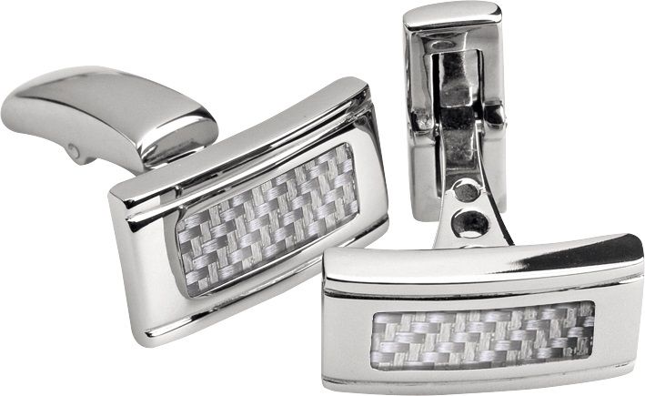 * RB Cufflinks MERCURY Steel/Carbon White