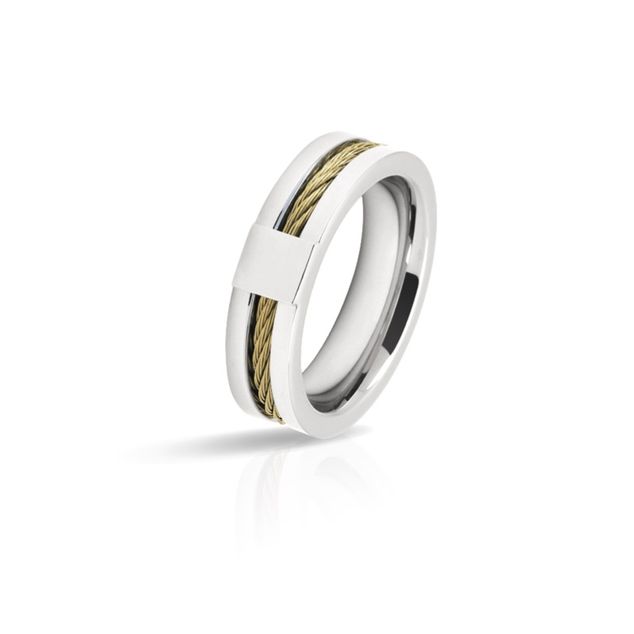 RB Ring Steel/Cable CABESTAN 6mm Bicolor IP Gold Ø64