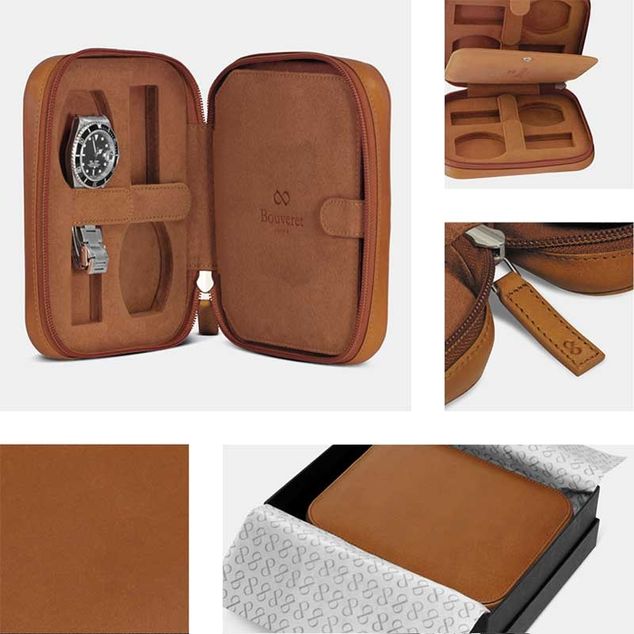 Wallet 4 watches BOUVERET - Brown/Brown inside