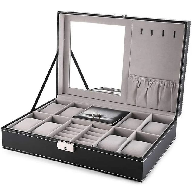 * Watch and Jewelry Case / 8+2 slots / Black