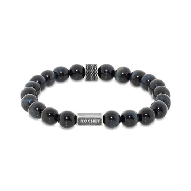 RB Bracelet ZEN Beads 8mm Blue tiger eyes and steel