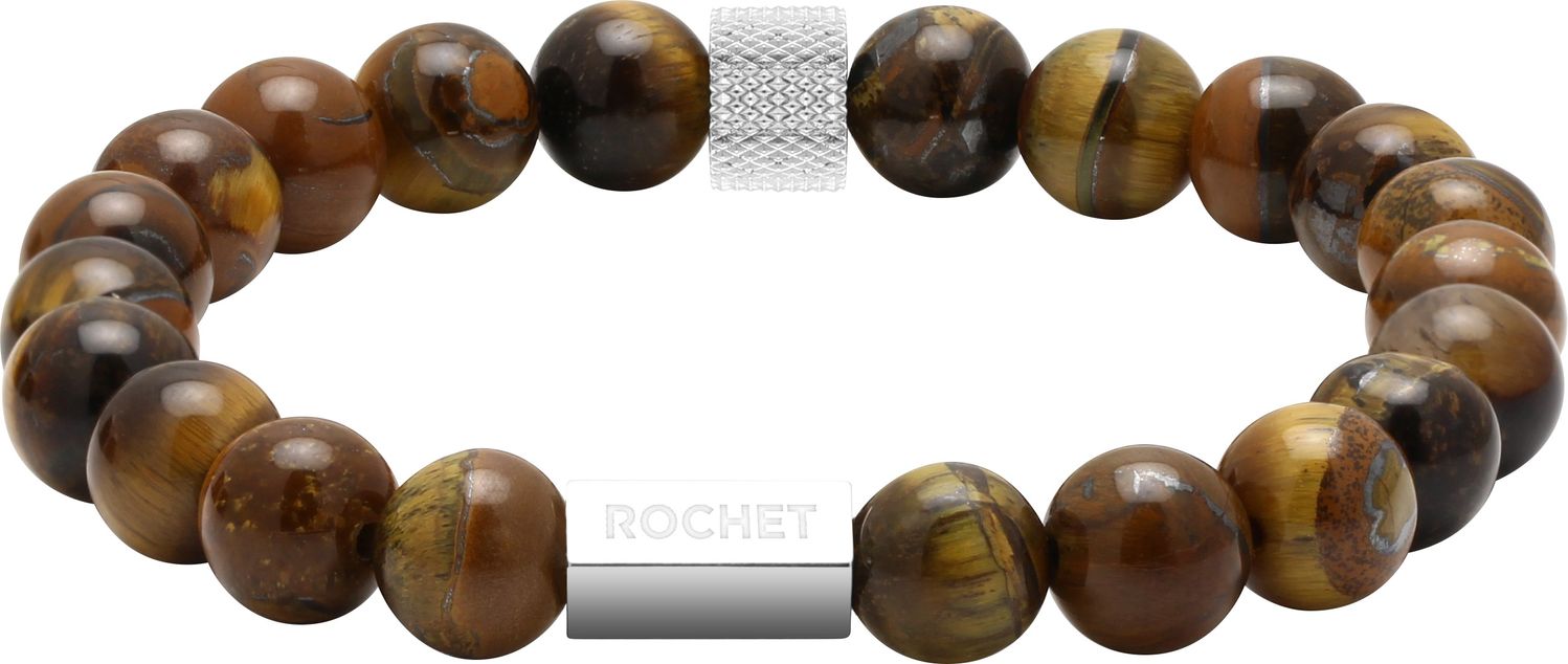 RB Zen bracelet 8mm beads in tiger's eyes quartz and knurl