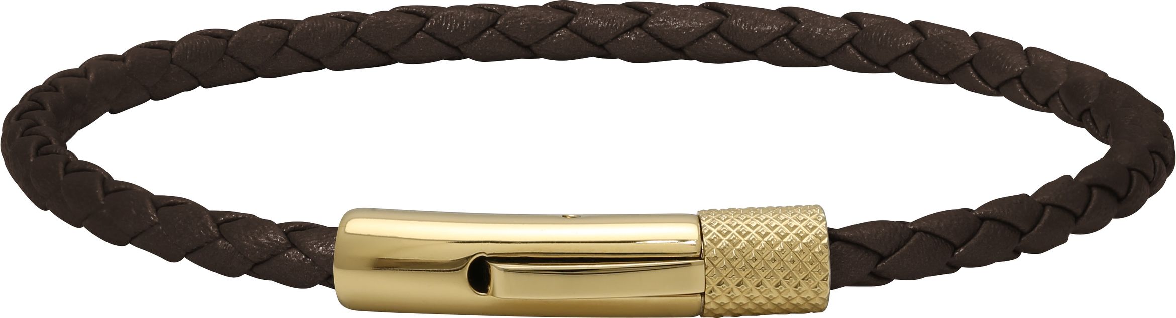 * RB Bracelet DRIVER 28mm IP Gold braided link 3,5mm Brown
