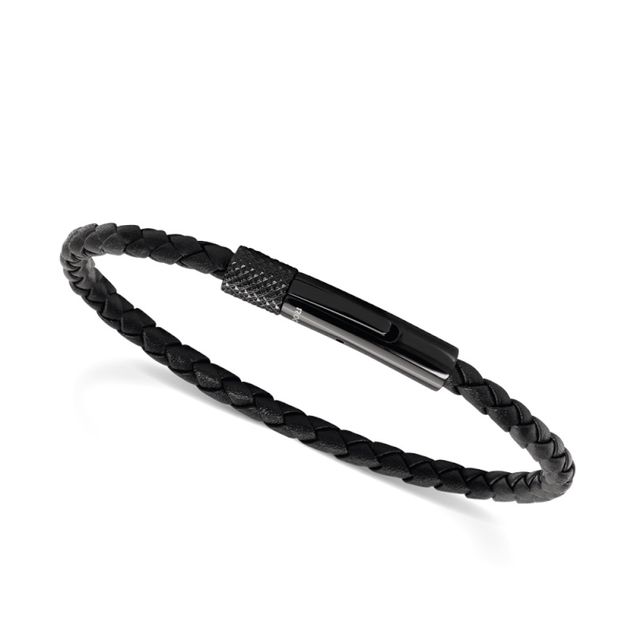 RB Bracelet DRIVER IP Black 28mm+3,5mm Black Braided Leather