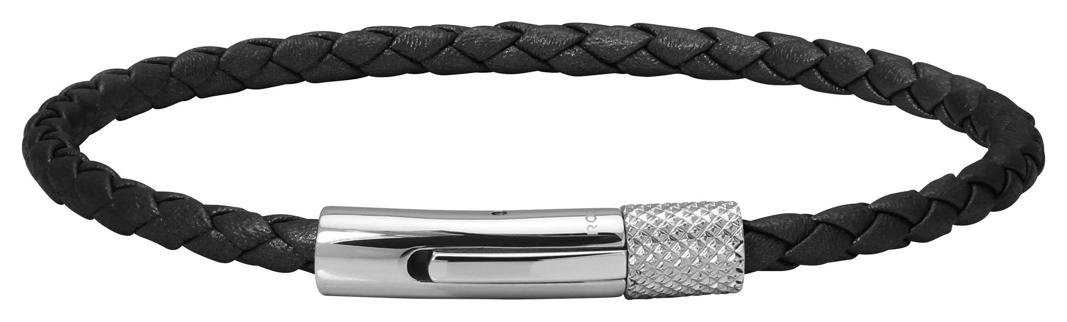 RB Bracelet DRIVER Steel 28mm - 3,5mm Black Braided Leather
