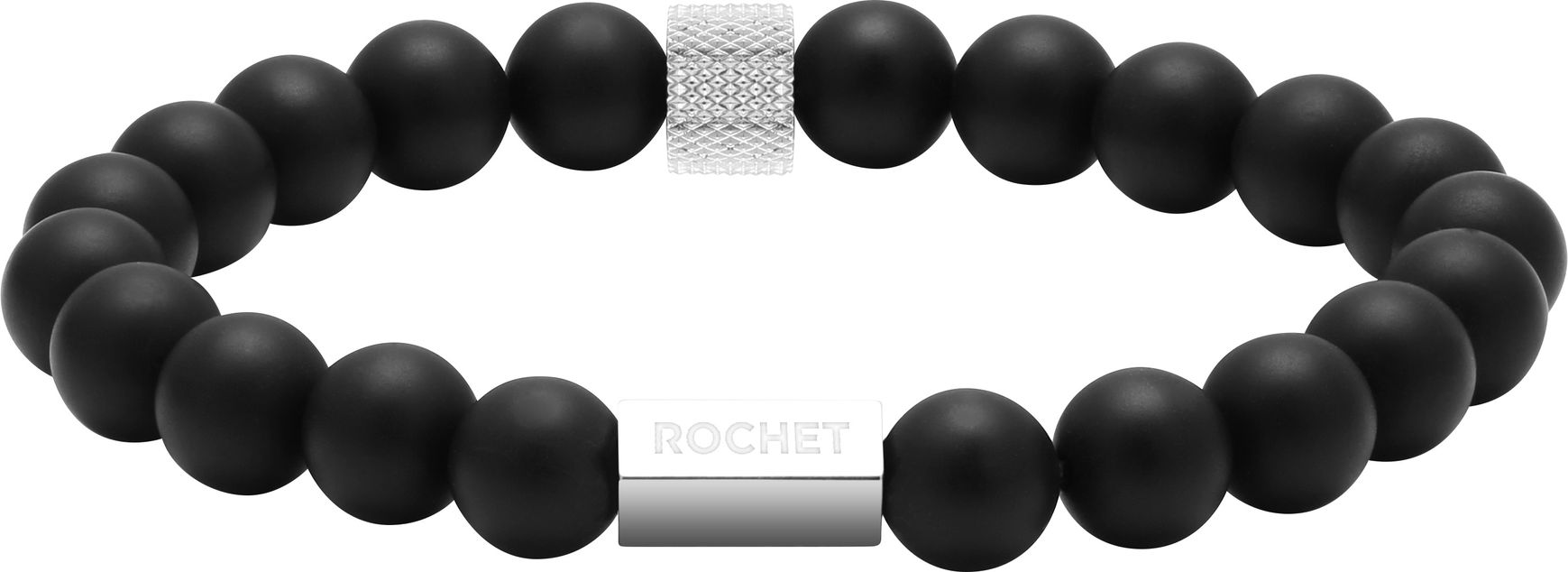 RB Zen bracelet 8mm beads in black agate and knurled steel