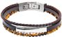 RB Bracelet YALE Steel and 5mm brown flat leather 3mm brown