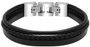 RB Bracelet STANFORD polished steel 3 black flat, braided