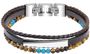 RB Bracelet YALE Steel and 5mm brown flat leather, 3mm brow