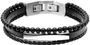 RB Bracelet YALE Steel and 5mm black flat leather 3mm black