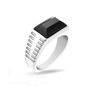 RB Ring ROCK 10mm Polished steel and Black agate Ø62