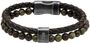 RB Bracelet KARMA 22cm brown braided leather strap and green