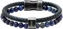RB Bracelet KARMA 22cm navy braided leather strap and Lapis