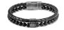 RB Bracelet KARMA 22cm black braided leather strap and black