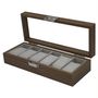 WOODEN WATCH BOX /6 SLOT/BROWN