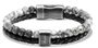 RB Bracelet KARMA 22cm black braided leather strap and grey