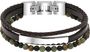 RB Bracelet YALE Steel and 5mm brown flat leather, 3mm brown