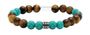 RB Bracelet ZEN with Beads 8mm Tiger eyes, Green turquoise