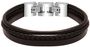 RB Bracelet STANFORD polished steel 3 brown flat, braided